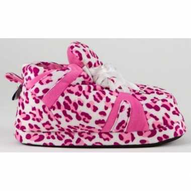 Sneaker sloffen dames luipaard roze